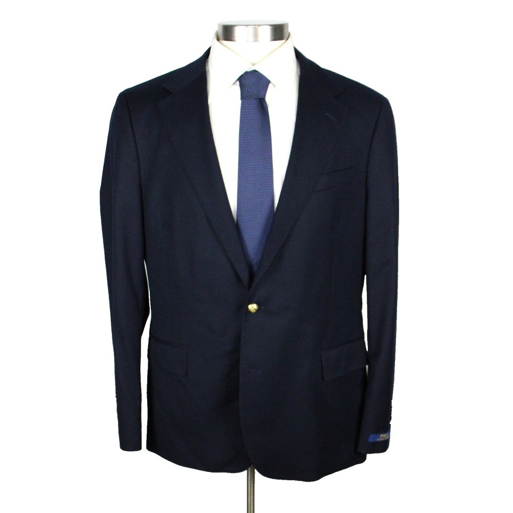 Polo Ralph Lauren Modern Fit Gabardine Blazer 44 R Mens Wool Navy Sport Coat